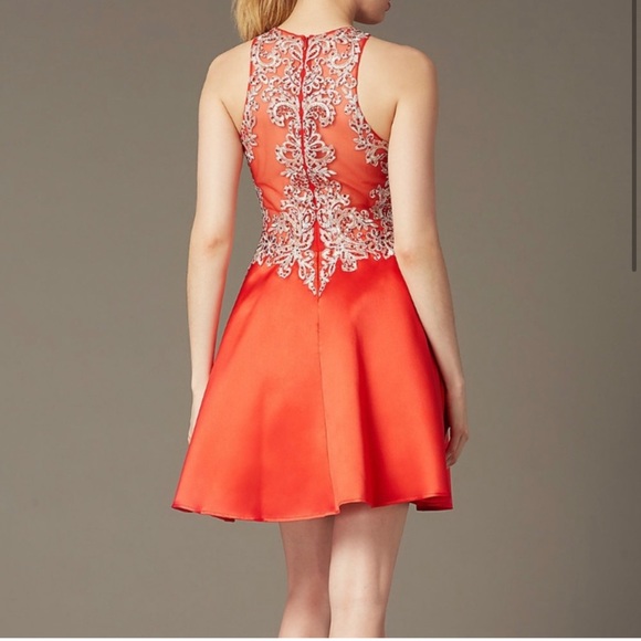 GLS Apparel Elizabeth A-Line Short Dress NWT Jewel Neck Sleeveless Satin Red XL - Picture 3 of 16